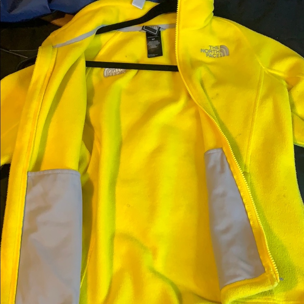 Yellow north face zip up